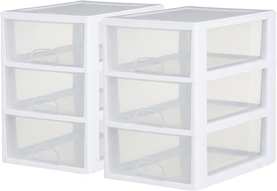 Sterilite Stacking Drawer Storage Organizer for Clothes, 6 Quart, 6-Pack