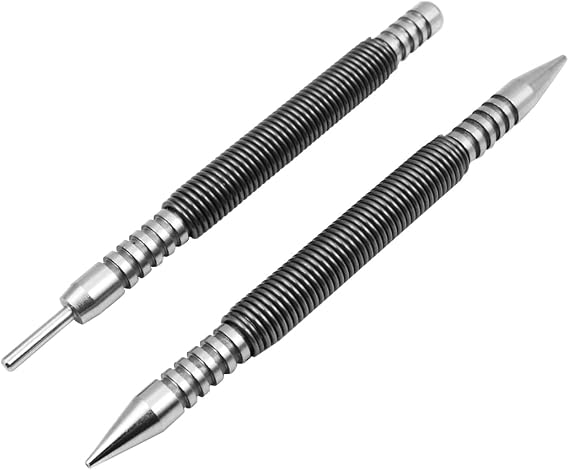 2pcs Dual Head Nail Setter and Hinge Pin Punch Set Hammerless 1/32″& 1/16″Spring Nail Striking Force Door Pin Removal Tool