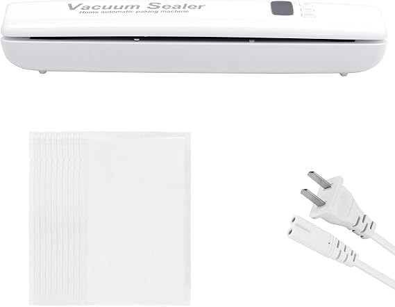 60kpa Vacuum Sealer Machine, Full Automatic Fast-Compact/Multi-Functional Food Sealer for Home, Food Vacuum Sealing Machine, 10 Pre-cut Bags Starter Kits for Meat Seafood Fruits Vegetables
