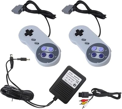 2024 Upgraded 2 Pack Wired Controllers for SNES Console, Remote Gamepad Controller for Nintendo SNES Super Entertainment System, Gray