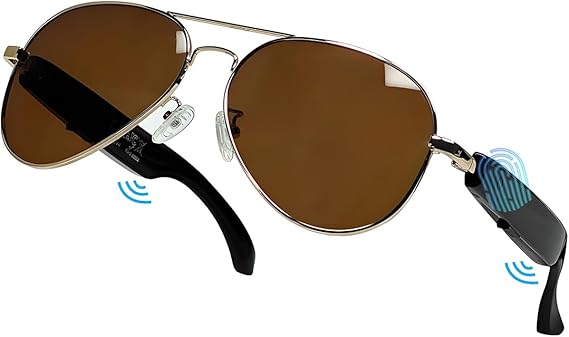 LONGLU Smart Glasses, AI Smart Glasses with Hyper MZT App - Real-Time 100+ Language Translation, Touch Photography, UV400 Protection & Bluetooth 5.4 (Brown)