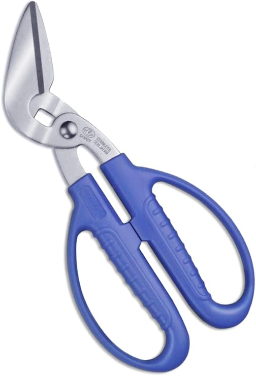 CANARY Corrugated Cardboard Scissors 8.5", Heavy Dudy Craft Scissors Angled Blade, Japanese Stainless Steel, Made in JAPAN, Blue