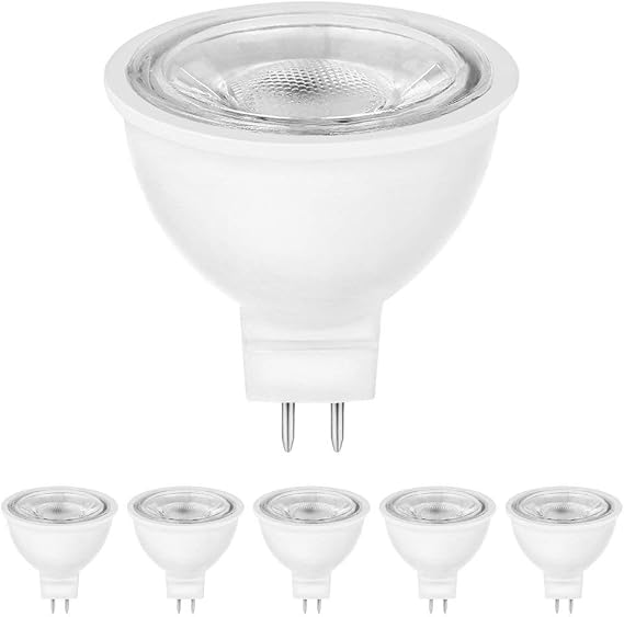 MR16 LED Light Bulbs G5.3 Base 5W Light Bulbs 6000K Spotlight, Non-Dimmable,110V, 5W LED Replacement for 50W Halogen Bulbs for Track Recessed Down Lighting, Pack of 6