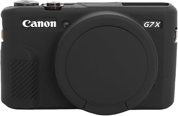 G7X Mark II Case,Soft Silicone Protective Case Ultra-Thin Lightweight for Canon PowerShot G7X Mark II Camera with Removable Lens Cover (Black)