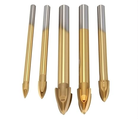 Driak Cross Head Tungsten Carbide Wall Ceramic Tile Marble Glass Drill Bit Set Glass Cutter Hole Saw Tool,5mm,6mm,8,10mm,12mm