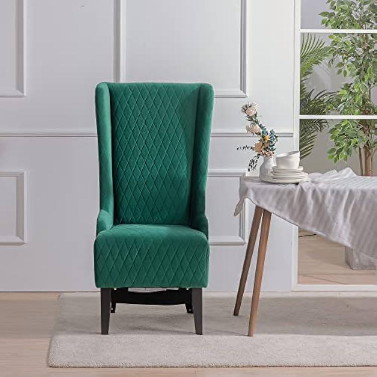 Retro Velvet Upholstered Dining Chairs High Back Wingback Chair,King Throne Chair Head Chairs for Dining Room Table Set,KitchenGreen