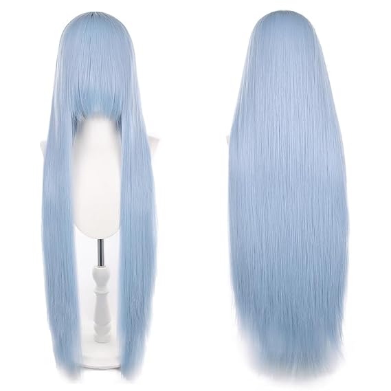 Sky Blue Cosplay Anime Wig Long 39.37 in Straight Hair With Bangs For Halloween Cosplay Party Christmas and Daily Fashion