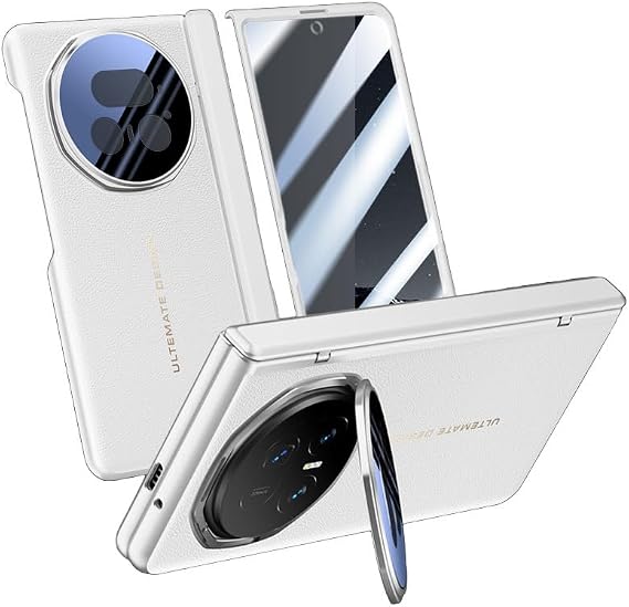 Leather Case for Honor Magic V6,Front Screen Protector,Hinge Protection,Dual LayerShockproof Slim Rugged Grip Heavy Duty Phone Cover,for Magic V5 (White,Magic V5)