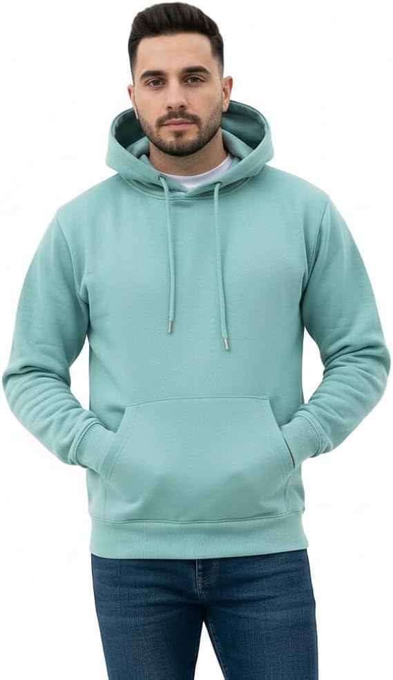 A2Z Mens Pullover Fleece - Plain Sweatshirt Aqua 3XL