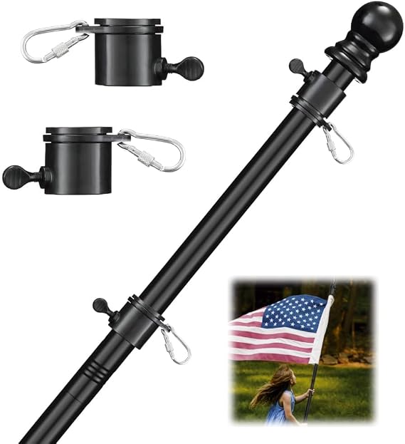 6FT Flag Pole,Tangle Free Stainless Steel Weather Resistant Rustproof Flagpole Suitable for 3x5 Sports Fan Outdoor Flags, Wall-Mounted(6FT Without Bracket)