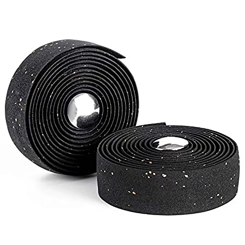 LSSH Bike Handlebar Tapes, Cork Bike Handlebar Tape, Bicycle Bar Tape, Cycling Handle Wraps, EVA Road Bike Handlebar Tape 2 Rolls Black