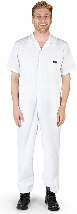 Mens Short Sleeve Basic Blended Work Coverall Includes Big & Tall Sizes - Order 1 Size Bigger