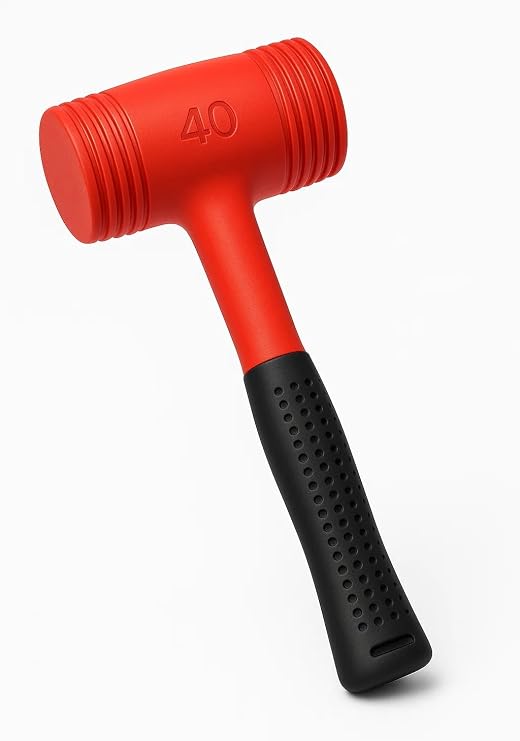Çift Renkli Lastik Tokmak, Sert Plastik Başlık, İz Bırakmaz, Ergonomik Kaymaz Saplı, Kaporta İşleri, Süpürgelik Montajı, Marangozluk ve Fayans İşleri İçin Uygun, Dayanıklı El Aleti (40 MM)
