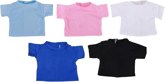 18 Inch Doll Clothes, 18 Inch Doll Accessories, 5 Pack Solid Color Basic T Shirts for Doll Clothes for 18 Inch Dolls