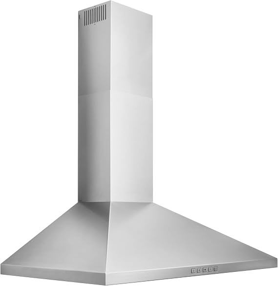 Broan-NuTone 36" Pyramidal Chimney Range Hood with LED Lighting, Convertible Wall-Mount Kitchen Chimney Vent Hood, 450 Max CFM, Stainless Steel