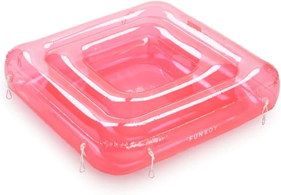 FUNBOY Clear Pink Chaise Connection Inflatable Drink Cooler, Connects Four Chaise Lounger Pool Floats, Luxury Bar Accessory Float, Perfect for a Summer Pool Party | Connects Four FUNBOY Chaise Lounger Pool Floats, Luxury Bar Accessory Float, Perfect for Summer Pool Party