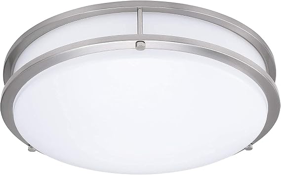 Lunabode Dimmable LED Light, Double Ring, Hallway Light Fixtures Ceiling, Bedroom Lights, Closet Lights, Kitchen Lights, 22W (100W Eq), 1800lm, 5CCT, Brushed Nickel, ETL (14", 5 CCT)