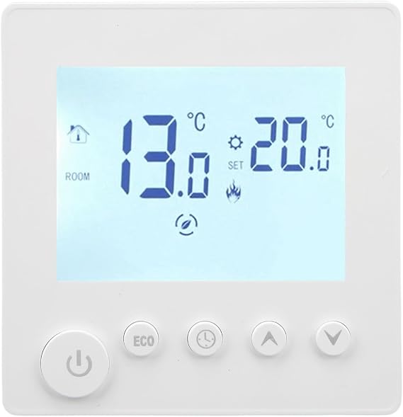 Digital Thermostat, 5C to 60C Programmable Thermostat with Large LCD Display & Sensor, Temperature Controller for Home, Office, Apartment, Hotel, Hospital, AC 90240V (Normal