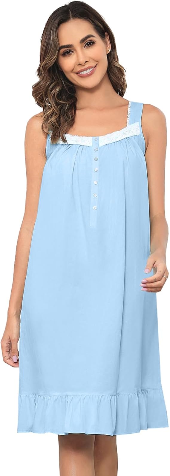 Sleeveless Nightgowns for Women 100% Cotton Nightgown Sleep Dress Soft Ladies Gowns Sleepwear Nightdress