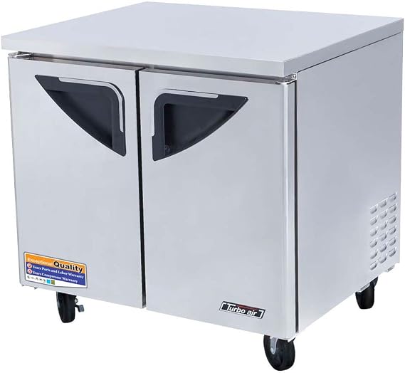 Turbo Air TUR-36SD Deluxe Undercounter Refrigerator - 2 Doors, 11 Cu. Ft., 1/3 HP