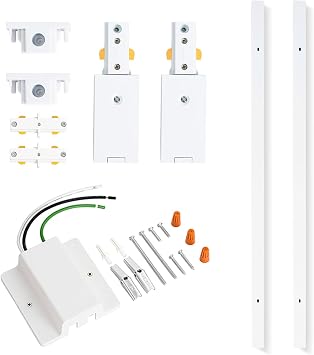 VANoopee 6.6FT H Track Lighting Rails White H Type Track Lighting Kit with Floating Canopy Connector, End Caps, Live End Feeds, I Connectors, Compatible with Single Circuit H Style Track System