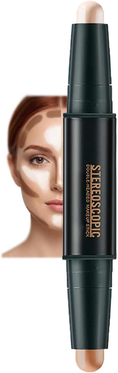 2-In-1 Contour Stick & Highlighter Makeup Stick - Smooth Cream Contour Bronzer Stick For Defining Sculpting Face - Waterproof Long-Lasting Multiuse Makeup stick For Medium Skin Tone