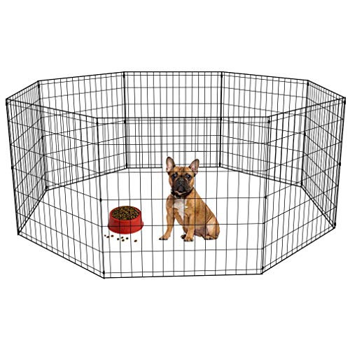 Bestpet 24 Tall Foldable Dog Playpen Crate Fence Pet Kennel Play Pen Exercise Cage 8 Panel Black, 24