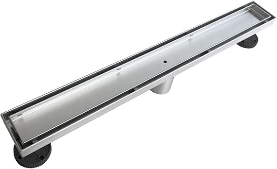 Neodrain 18-Inch Linear Shower Drain-Brushed,with Tile Insert Grate | 304 Stainless Steel, Fast Drainage, Rectangle Shower Floor Drain with Leveling Feet & Hair Strainer, Fits Bathroom, Balcony