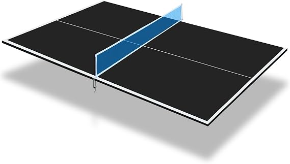 IUNNDS Table Tennis Table Topper, 6/7/8/8.5/9FT Foldable Ping Pong Conversion Top with Net Set for Billiard & Pool Tables
