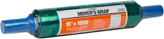 U-Haul Mover's Stretch Plastic Wrap - Bind, Bundle, Fasten, Protect, and Wrap Furniture and Home Goods - 15" x 1000'- 1 Roll