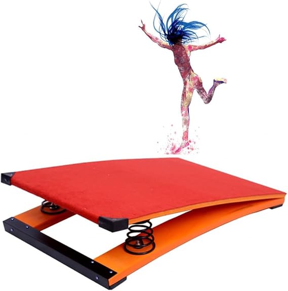 Junior Kids Gymnastics Springboard for Vault, Spring Boards Gymnastics, Heavy Duty Pro Curved Spring Board with Steel Spring & Jump Pad, Anti-Skid Springboard, Thick Spring, Durable