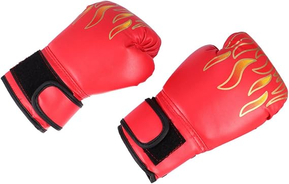 ibasenice Enhanced Protection Portable Boxing Gloves for Adults, Half-Finger Thickened Muay Thai Mitts for Sparring and Training, Flame Red Wrist Wrap Fight Gloves
