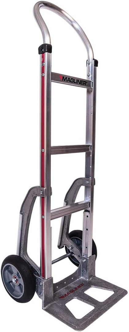 Magline HMK111AAA5 Aluminum Hand Truck, U Loop Handle, Straight Back Frame, 8" Balloon Cushion Wheels, Stairclimbers