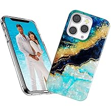 Cute Case for iPhone 13 Pro Max Case for Women,ARSTVEC Glitter Pearly Shell Luster Sparkle Bling Soft TPU Flexible Slim Thin Girl Lady Phone Case Cover for iPhone 13 ProMax 6.7 inch,Blue Gold Marble