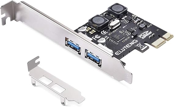 ELUTENG 2Port PCIE USB 3.2 GEN1 Express Expansion Card 5Gbps with Heatsink | PCIe to USB 3.2 Gen 1 Card USB Front Panel Adapter for Windows 11/10/8/7/XP/Linux/Mac OS