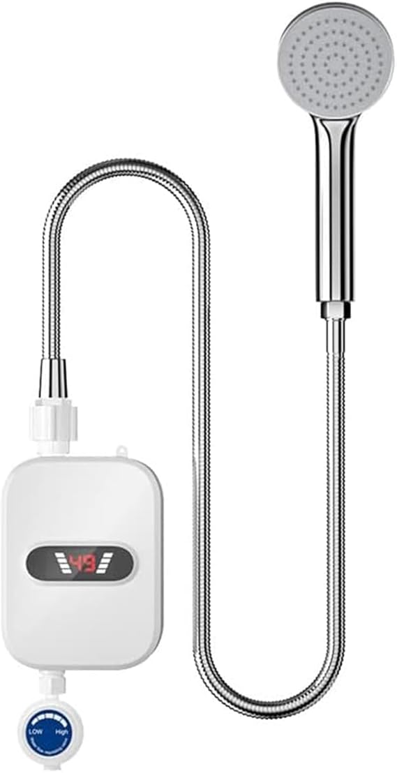 Electric Water Heater, Electric Water Heater, Instant Water Heater, Hot Water Heater Faucet, Hot Water Heater, 3 Seconds Rapid Heating, 360° Rotating Water Tube, 3,500 W High Power, LCD Display Temperature, Overheating Protection, Water Power Separation, Adjustable Temperature from 88°F to 140°F 30°C to 60°C, IPX4 Waterproof Design, Dual Purpose Hot and Cold Water Heating Shower for Home Bathroom