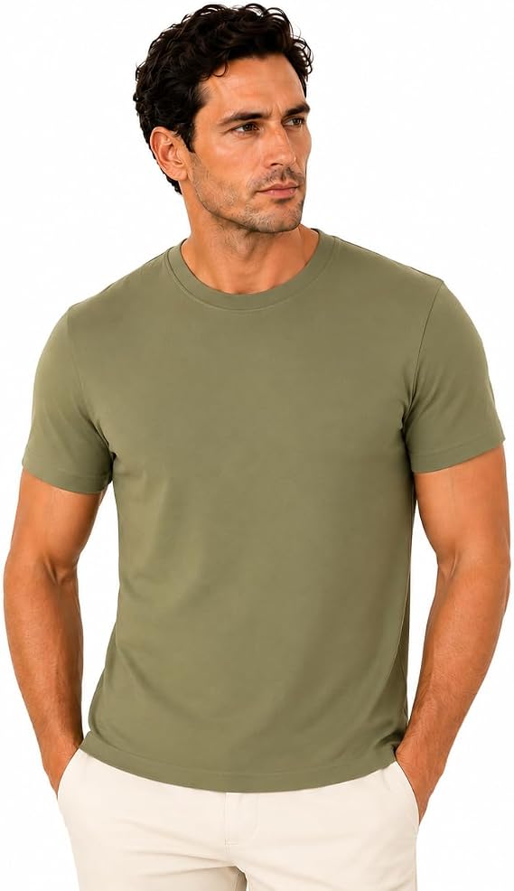Men's 100% Combed Cotton Crew Neck T-Shirt, Regular Fit