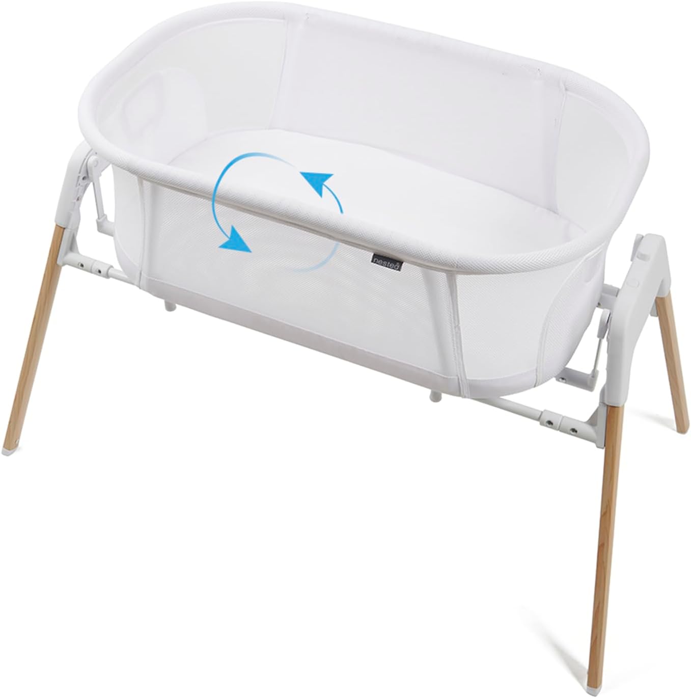 Nested Glide N Go, bedside crib, cradle, rocker, travel cot with mattress and carry bag