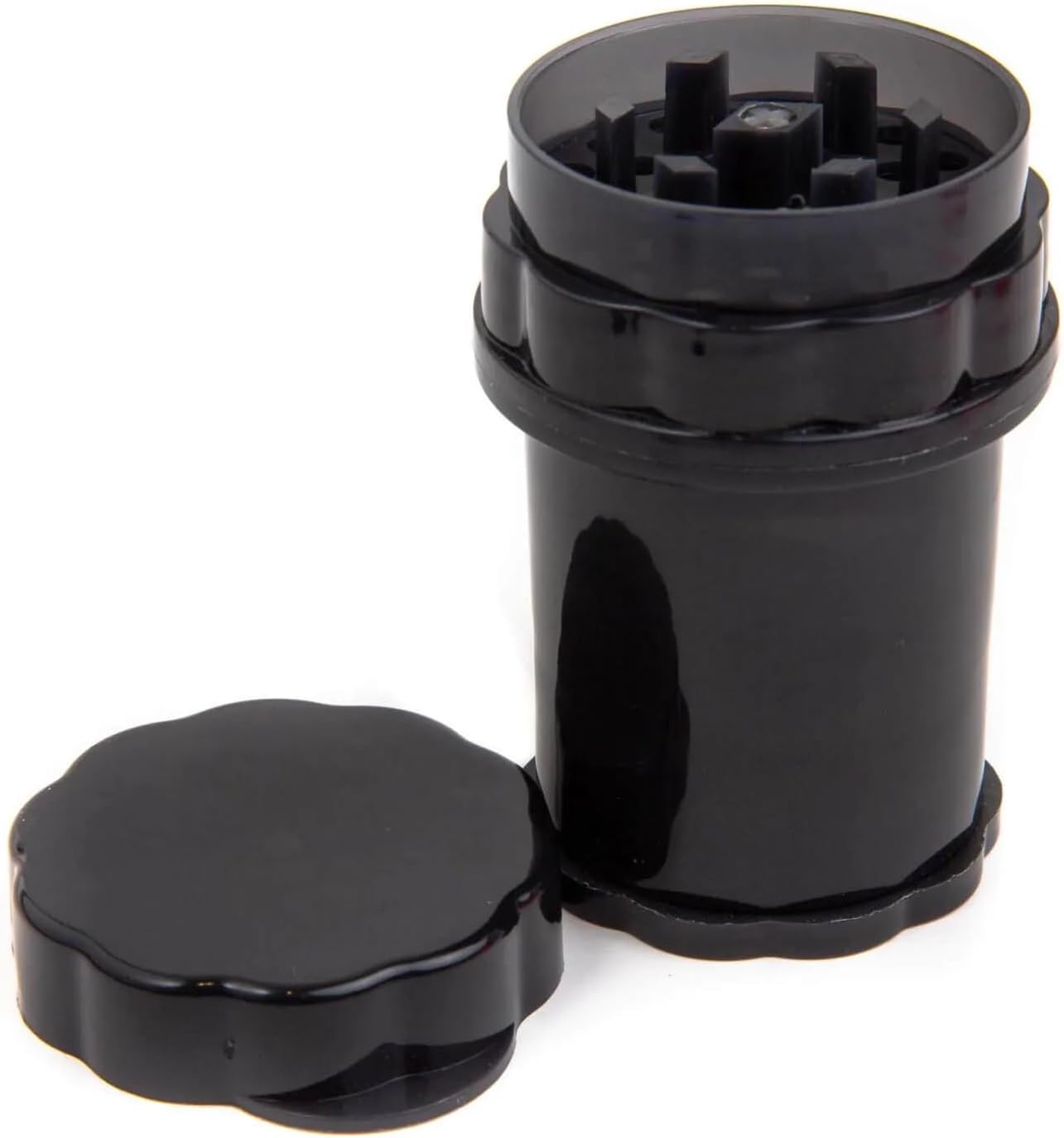 GRINDER Parçalayıcı PLASTİK baharat öğütücü herb spice 4 katmanlı 58MM-SIYAH