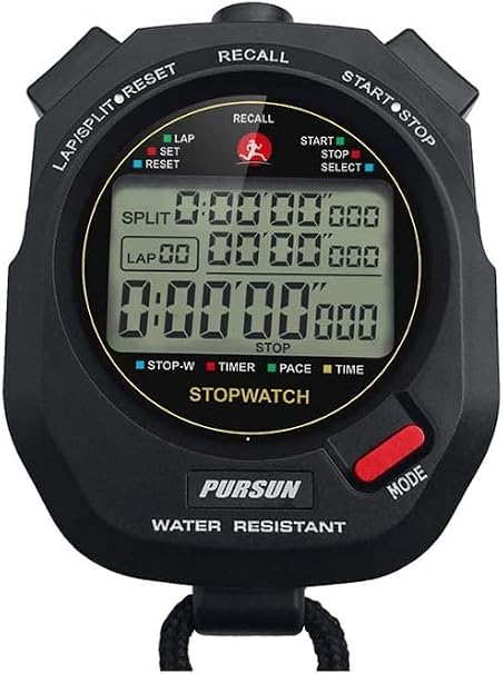 Professional Timer Stopwatch, Digital Sports Stopwatch with Countdown Timer, 2 * 100 Lap Memory, 0.001 Second Timing,Multi Functional Stopwatch for Swimming Running Football Training