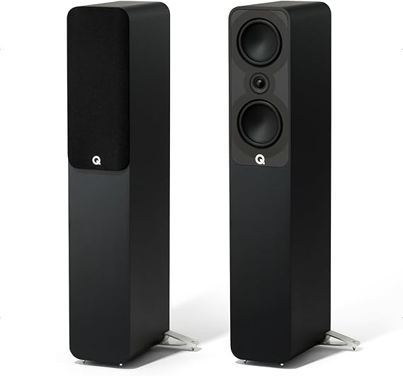 Q ACOUSTICS 5040 Floorstanding Speaker Pair Satin Black - 5" Mid/Bass Drivers, 1" Tweeter - TV Speakers for Surround Sound System - Vinyl Record Player Speakers Hifi, Gaming PC Speakers