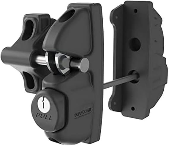 Safetech Hardware ViperX2 Gravity Gate Latch | Two-Side Entry Keyed | 2 Independent Latching Hooks Key Lockable Both Sides | Privacy Gate Gravity Latch | Vinyl, Wood, Aluminum Gates - Black