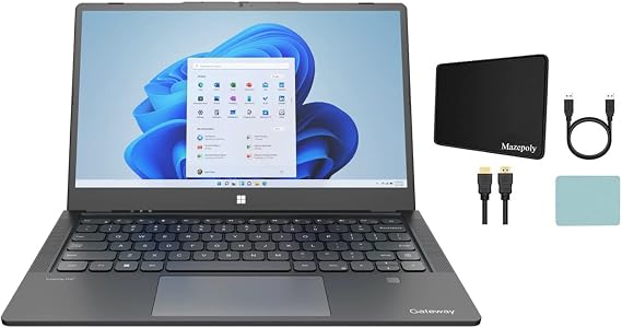 Gateway 14.1" Ultra Slim Notebook, FHD Touchscreen Laptop, Intel Core i7-1255U, 8GB RAM, 512GB SSD, Fingerprint Scanner, Tuned by THX Audio, 2MP Camera, HDMI, Windows 11 Home, Black + Accessories