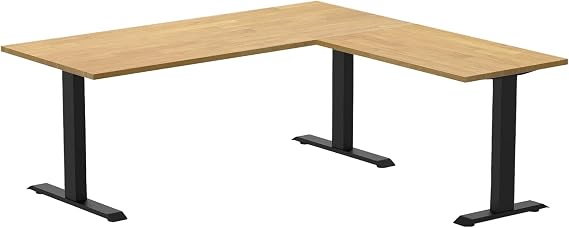 Desky Zero Rubberwood L-Shape Office Desk Light Oak 72x70 Matte Black