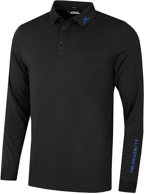 J.Lindeberg Men's Tour Tech Long Sleeve Stretch Golf Polo Shirt
