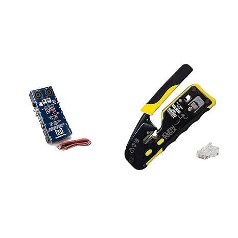 Hosa CBT500 Audio Cable Tester and Klein Tools 80024 Ratcheting Data Cable and CAT6 Plug 50-Pack Tool Kit, Pass Thru Installation Tool Kit, 2-Piece