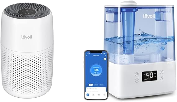 LEVOIT Air Purifiers for Bedroom Home, 3-in-1 Filter Cleaner with Fragrance Sponge for Better Sleep & Classic300S Ultrasonic Smart Top Fill Humidifier, Extra Large 6L Tank for Whole Family