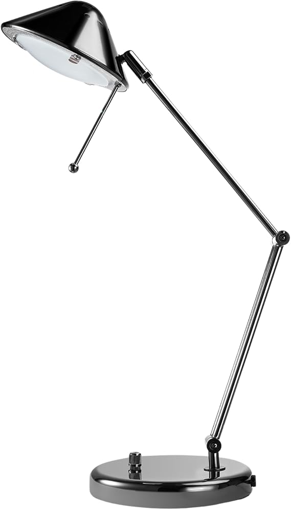 V-Light LED Desk Lamp, 15", Black Chrome (VLD2402BC) | 3-Point Adjustable Arm | 2W LED Bulb | Black Chrome Finish | 12"-15" Height