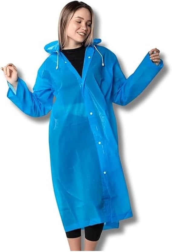 Mavi-Mor-Beyaz-Laciver-Sarı Uzun Yağmurluk – Su Geçirmez Kapüşonlu Unisex Yağmurluk Hafif ve Dayanıklı Yağmur Montu