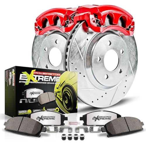 PowerStop Rear Brake Kit For Ford Mustang 1994-99 |Mustang 2001 |Mustang 2003-04 - Drilled and Slotted Disc Rotors with Carbon-Fiber Ceramic Brake Pads Replacement, KC1306A-26